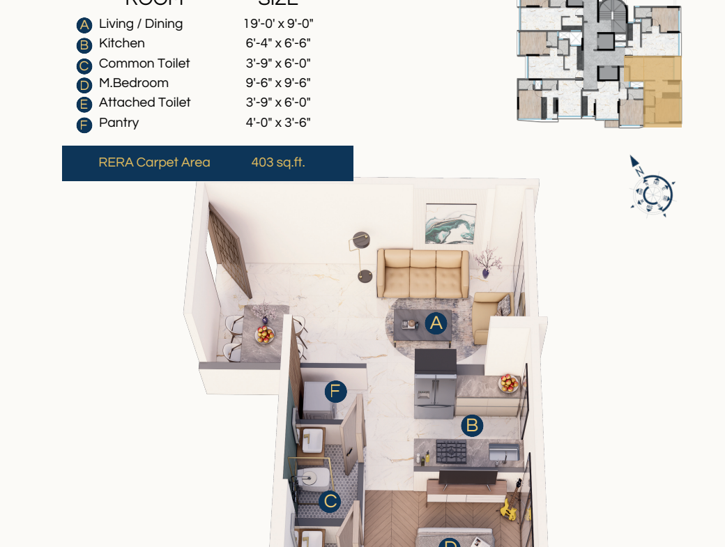 DTG Aurum Jogeshwari east 1bhk rera capert area plan
